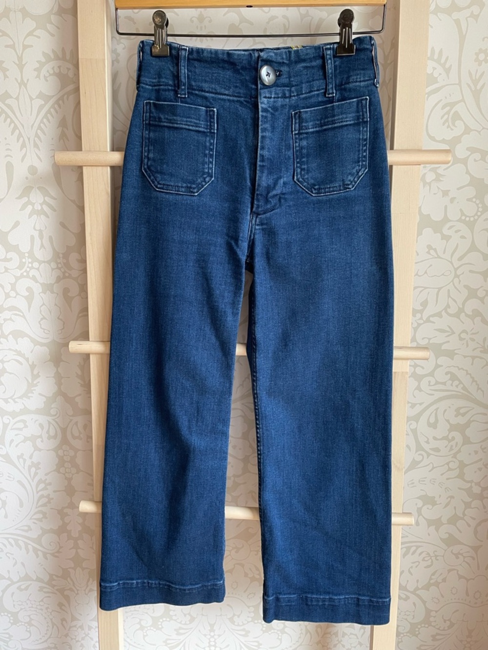 Anthropologie Mauve Colette cropped, high-rise, wide leg, jeans, size 24